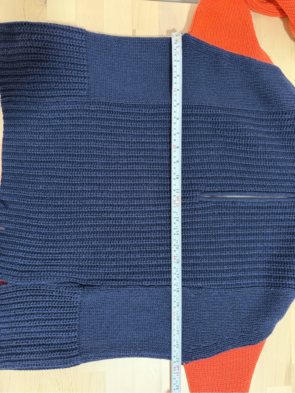 Victor Alfaro Navy, Orange & Yellow Ribbed Half-Zip Turtleneck Sweater - Picture 5 of 7